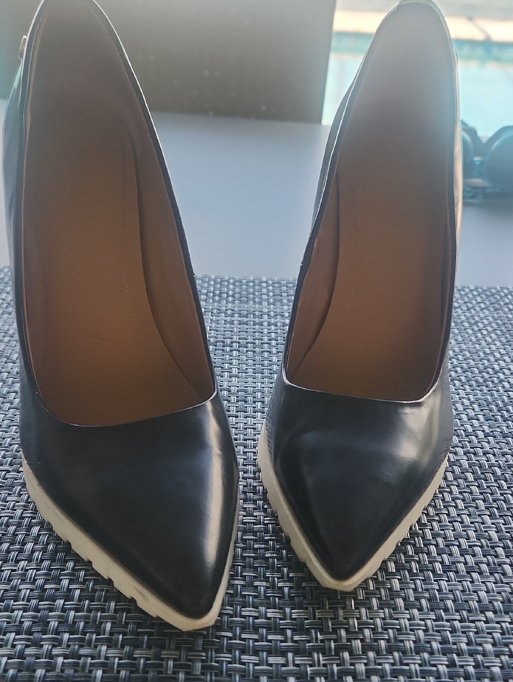 Calvin Klein Black Pointed-Toe High Heels with Contrasting Sole